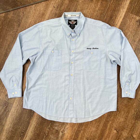 Harley-Davidson Other - Harley Davidson Y2K Vintage Blue Button Up Shirt